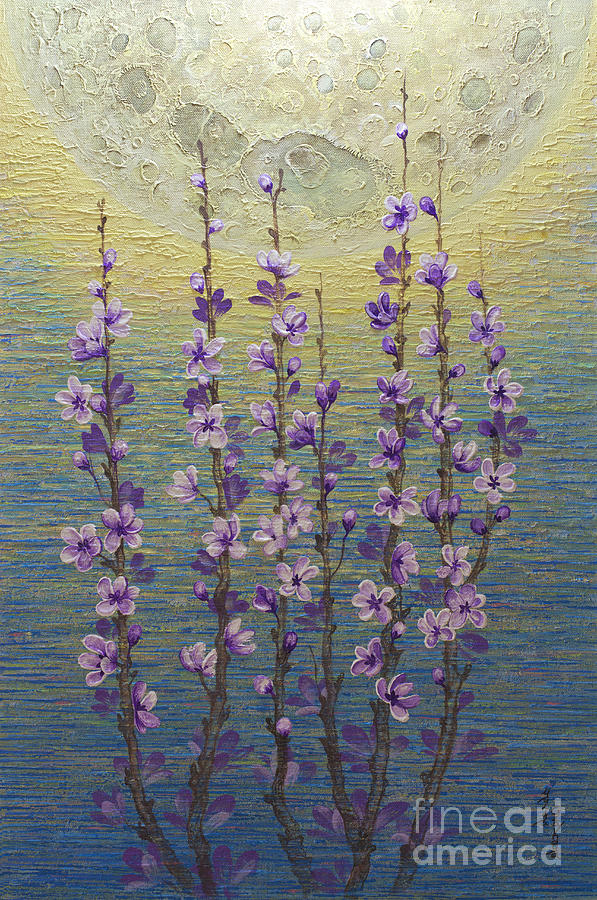 Bloom in the moonlight Painting by Yuliya Glavnaya