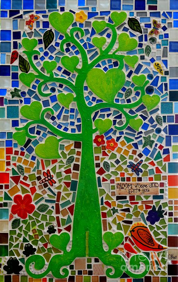 Mosaic Tree Glass Art by Caroline Street