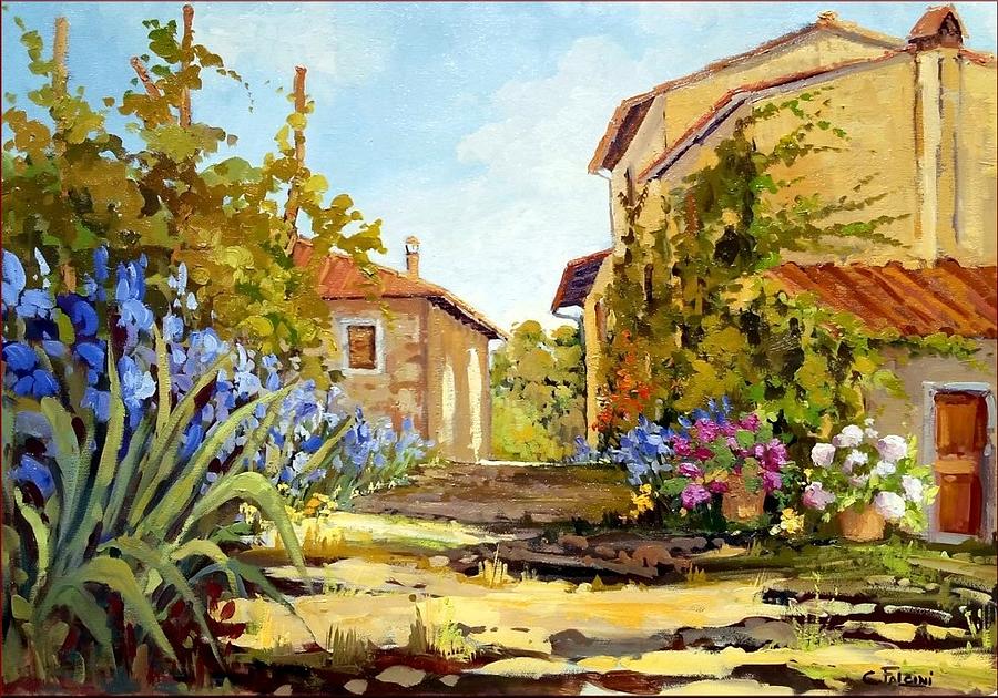 Flower Painting - Bloomed courtyard - Tuscany  by Cristina Falcini