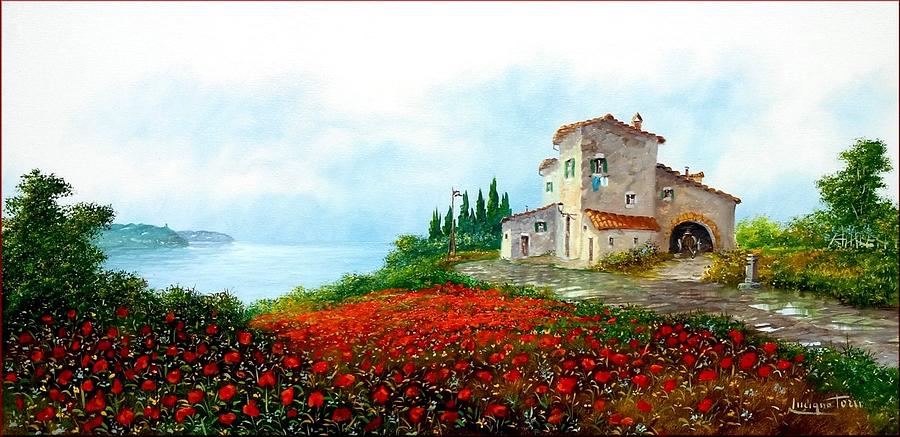 Flower Painting - Bloomed hill - Tuscany by Luciano Torsi