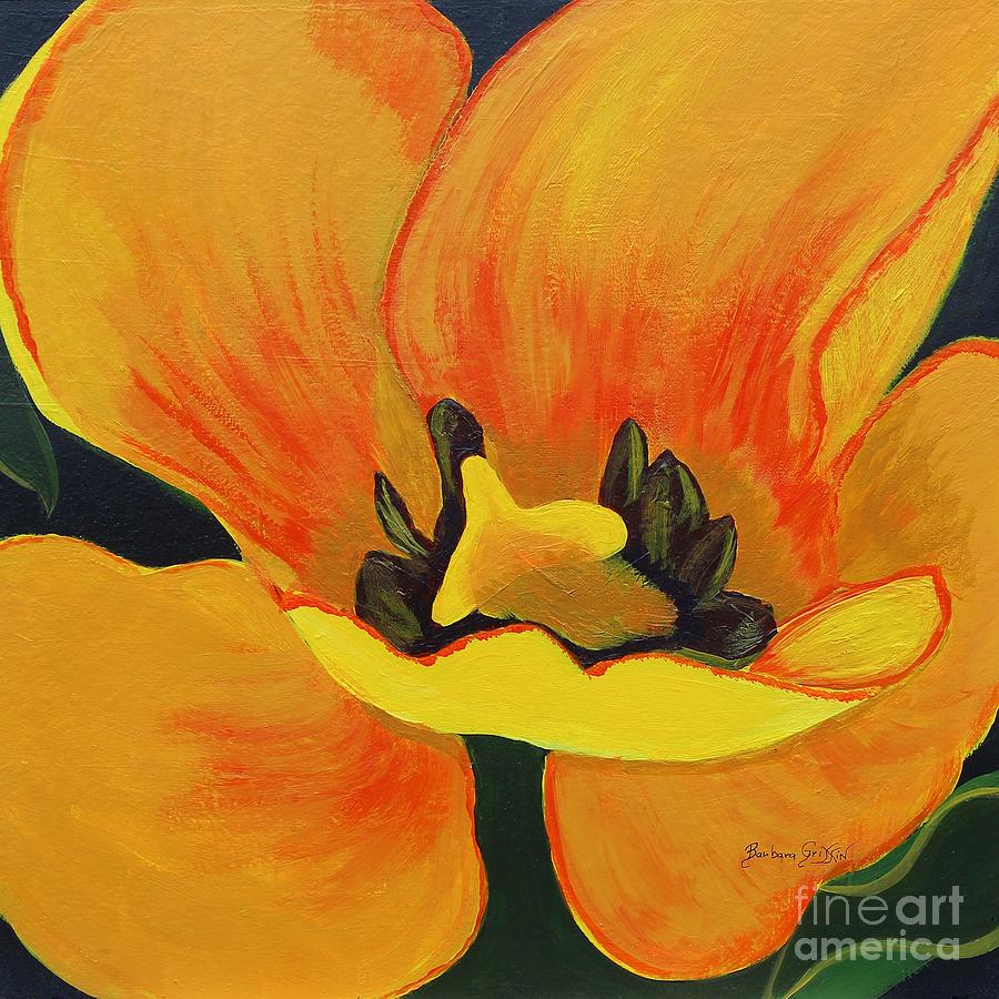 Bloomed Yellow Tulip Painting by Barbara A Griffin