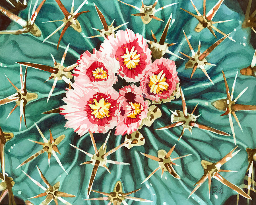 Flower Painting - Bloomin Horse Crippler Cactus by Pauline Walsh Jacobson