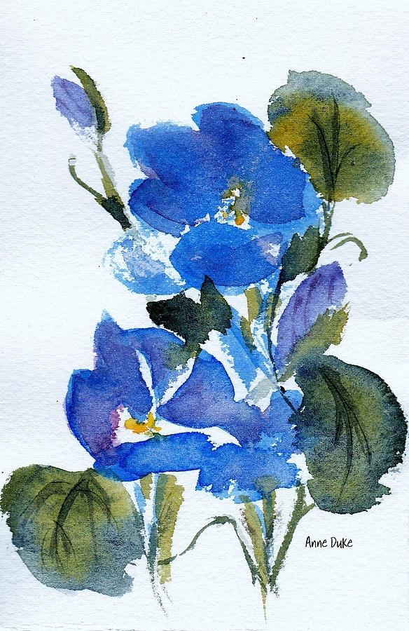 Blooming Blue Painting by Anne Duke