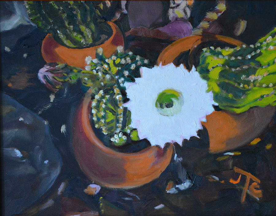 Blooming Cacti Painting by Julie Todd-Cundiff