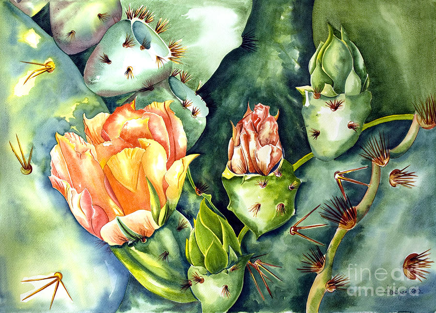 Blooming Cactus II Painting by Kandyce Waltensperger