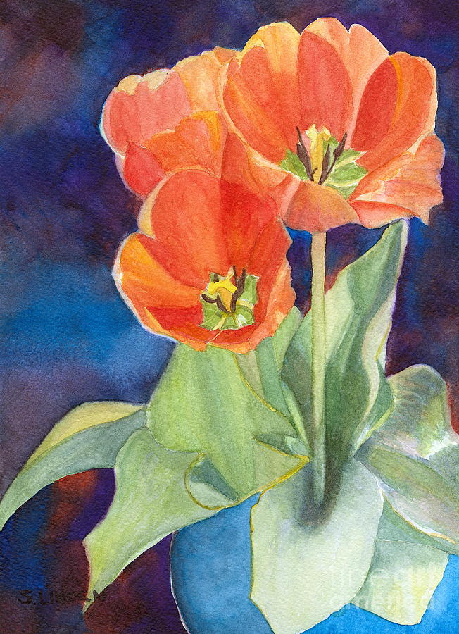 Blooming Tulips Painting by Sandy Linden