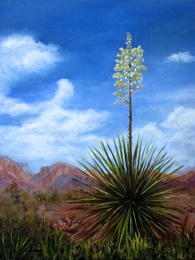 Blooming Yucca Painting by Roseann Gilmore