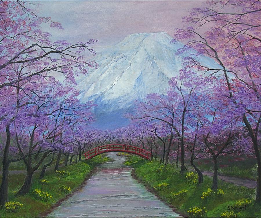 Blooms of Fuji  Painting by William Stewart