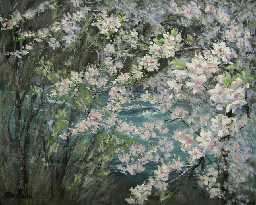 Blossoming River Painting by Karen Ilari