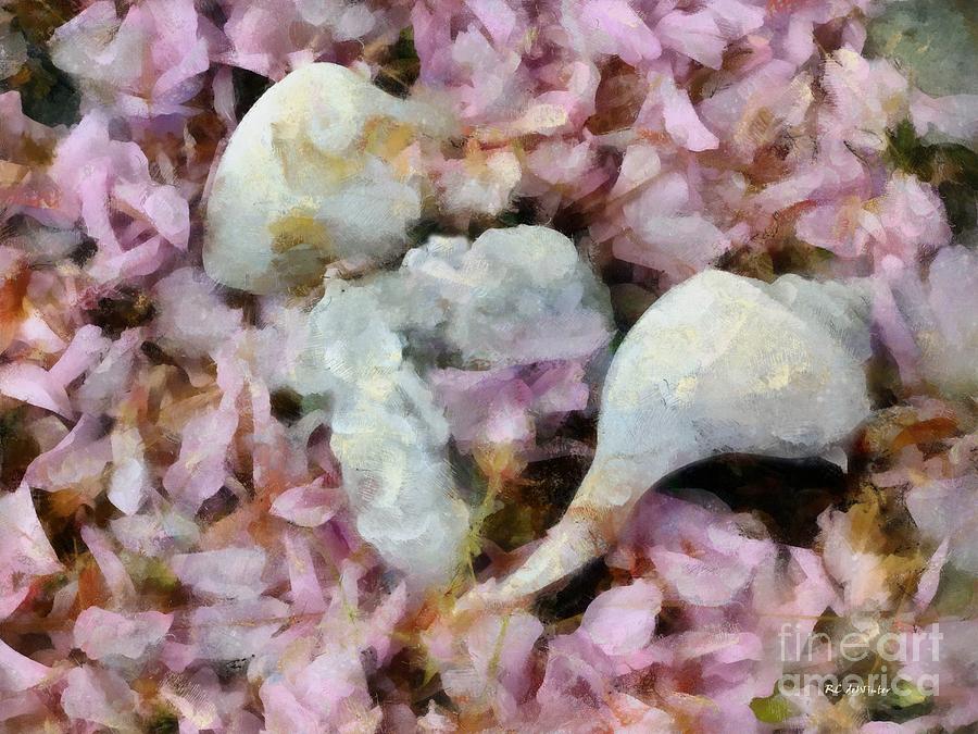 Blossoms and Shells Painting by RC DeWinter