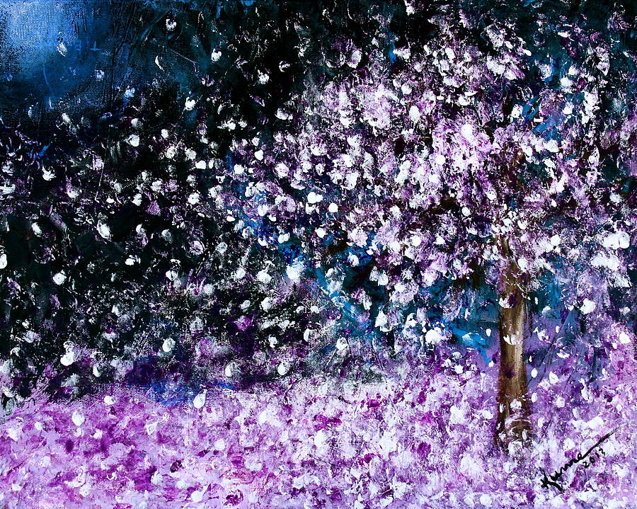 Blossoms in the Night Sky Painting by Kume Bryant