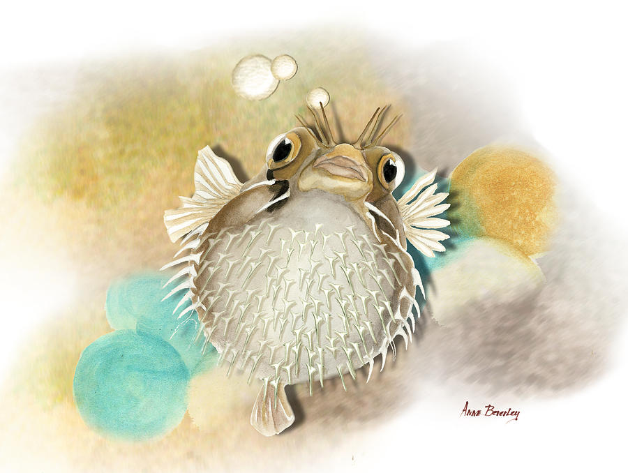 Blowfish Painting by Anne Beverley-Stamps
