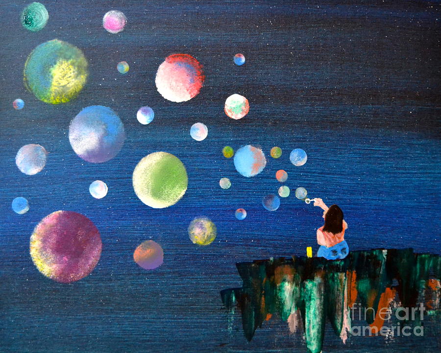 Blowing Bubbles Painting by Denise Tomasura