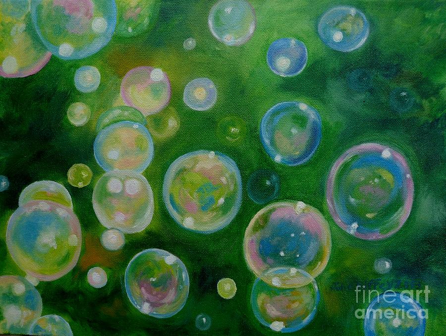Bubbles Painting - Blowing Bubbles by Julie Brugh Riffey