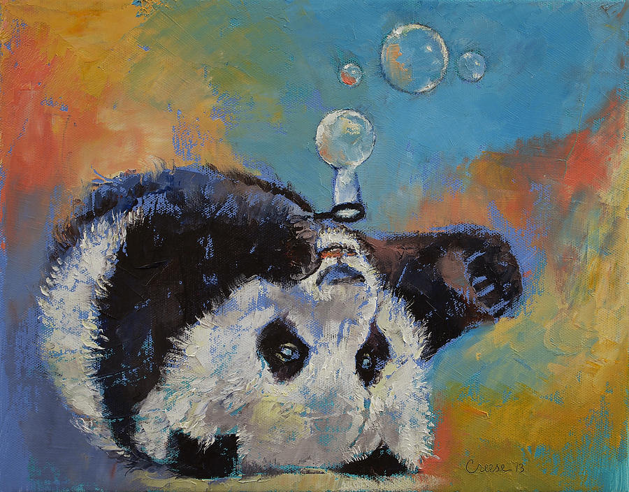 Wildlife Painting - Blowing Bubbles by Michael Creese
