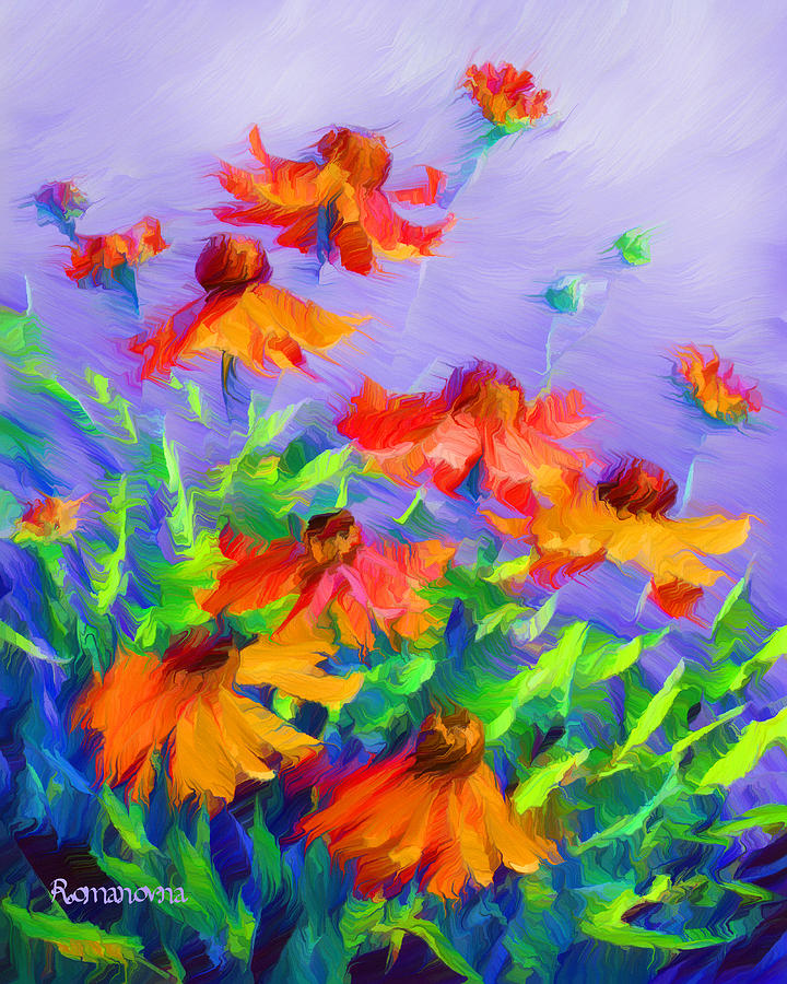 Flower Painting - Blowing In The Wind by Georgiana Romanovna