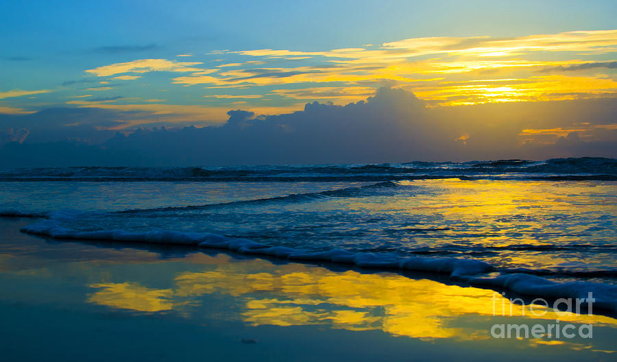 Beach Photograph - Blu and Yellow by Jerry Hart