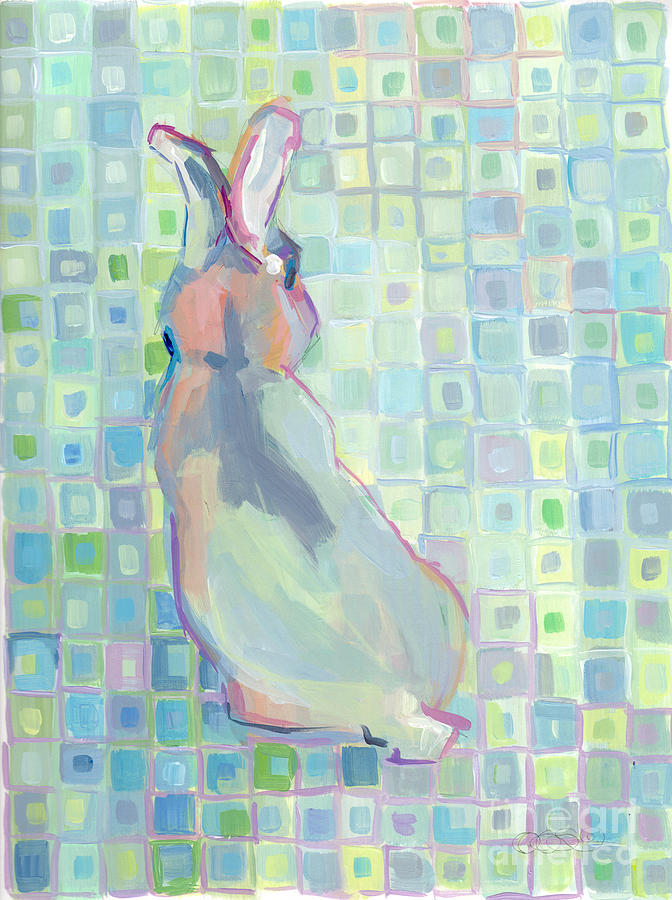 Rabbit Painting - Blu by Kimberly Santini