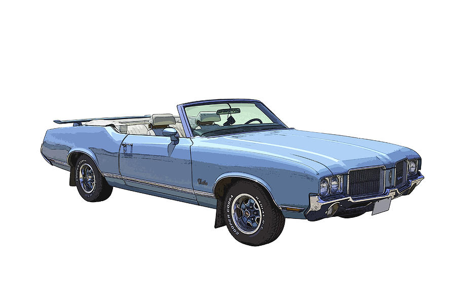 Car Photograph - Blue 1971 Oldsmobile Cutlass Supreme Convertible by Keith Webber Jr