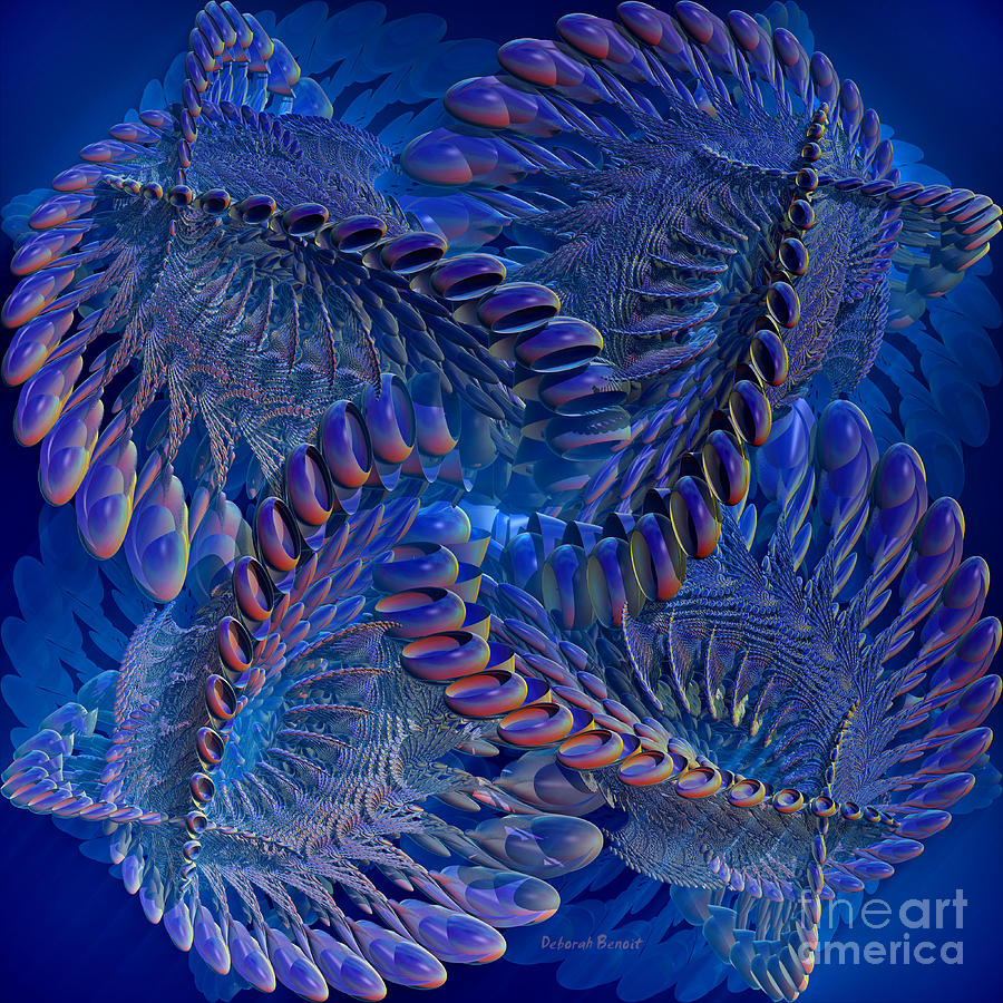 Abstract Digital Art - Blue 3 by Deborah Benoit