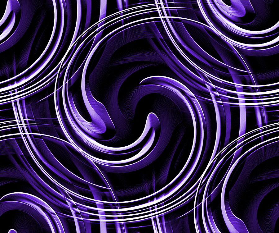 Abstract Digital Art - Blue 3D Swirls by Ron Hedges