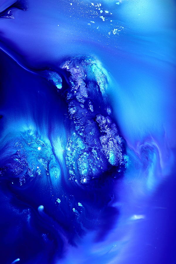 Blue abstract art Dancing Crystals by KREDART Painting by