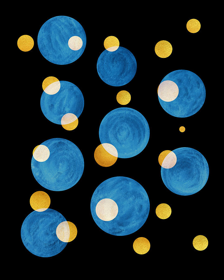 Blue Abstract Circles Painting by Frank Tschakert