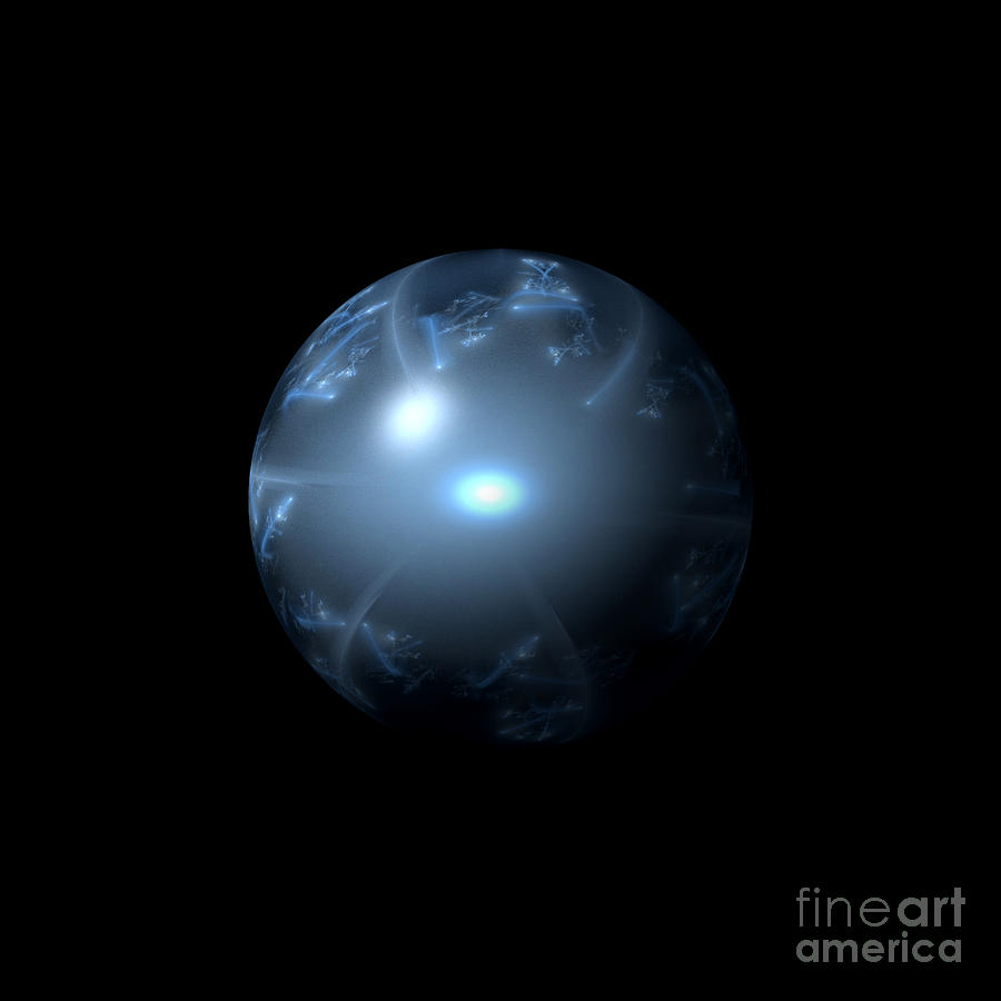 Abstract Digital Art - Blue Abstract Globe by Henrik Lehnerer