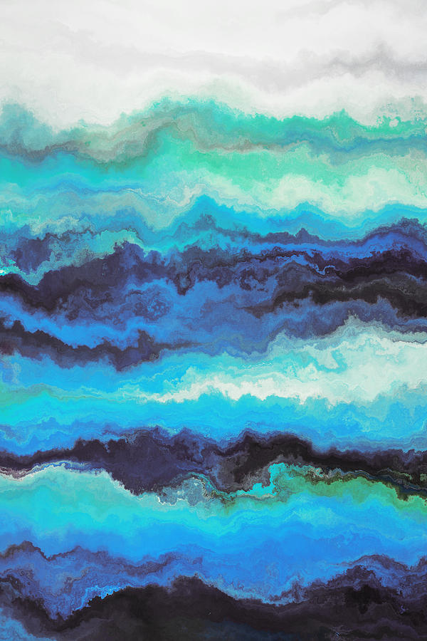 Abstract Blue Painting - Blue Abstract Landscape  by Andrada Anghel
