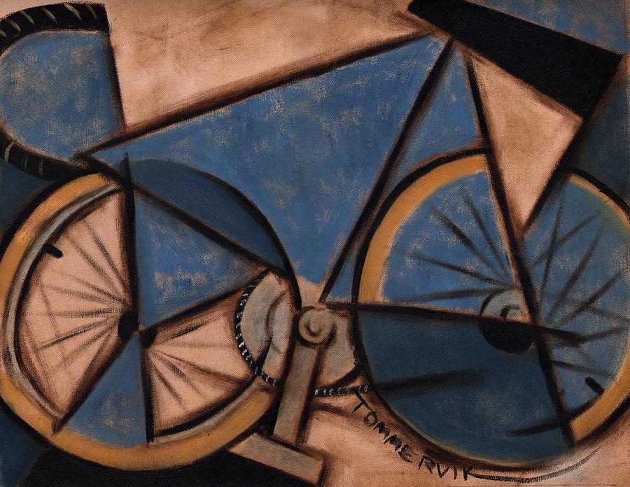 Tommervik Blue Cycling Ten Speed Bike Abstract Bicycle Wall Art Print  Painting by Tommervik