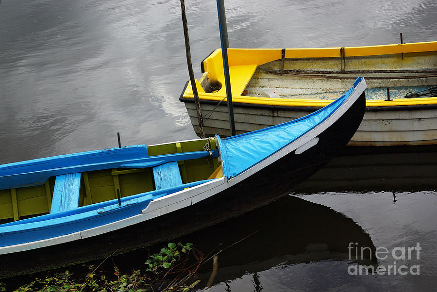 Spring Photograph - Blue and Yellow Boats by Carlos Caetano