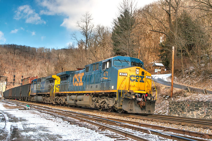 Blue and Gold CSX Train Photograph by Mary Almond