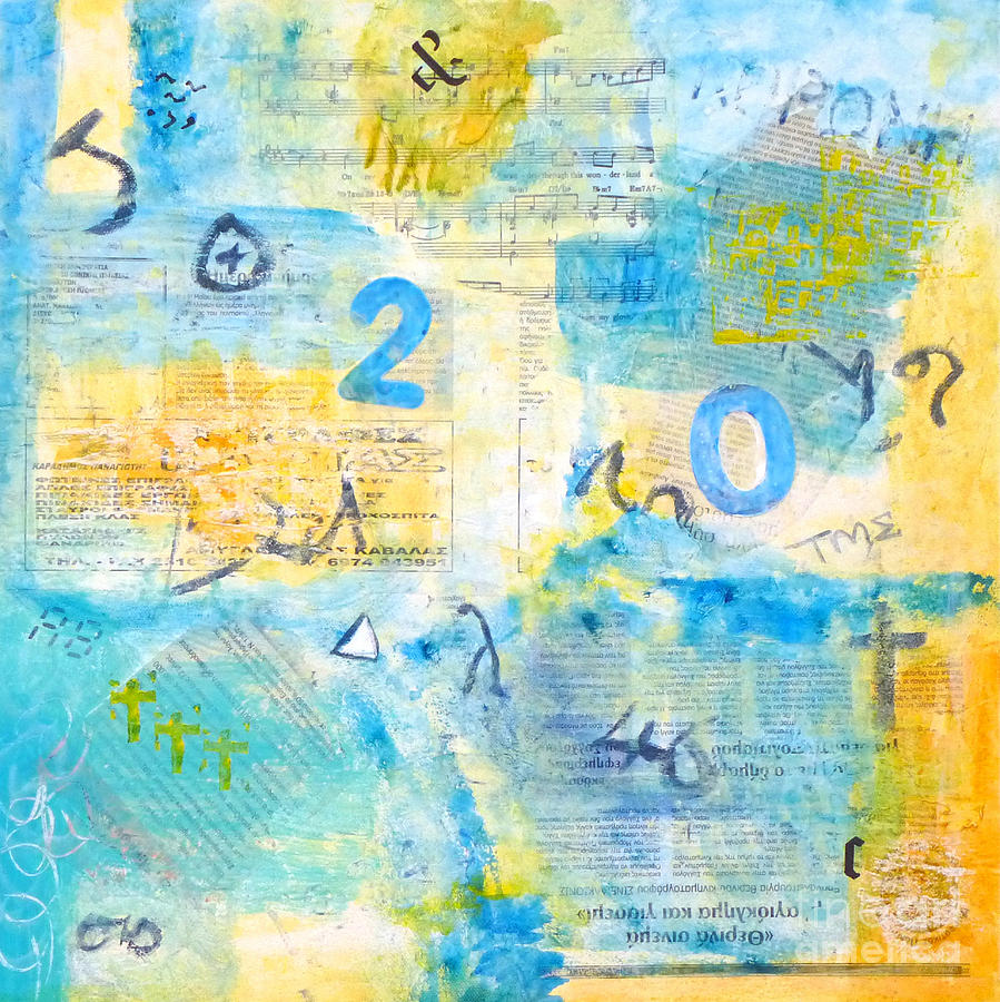 Blue and Gold Painting by Jackie Sherwood