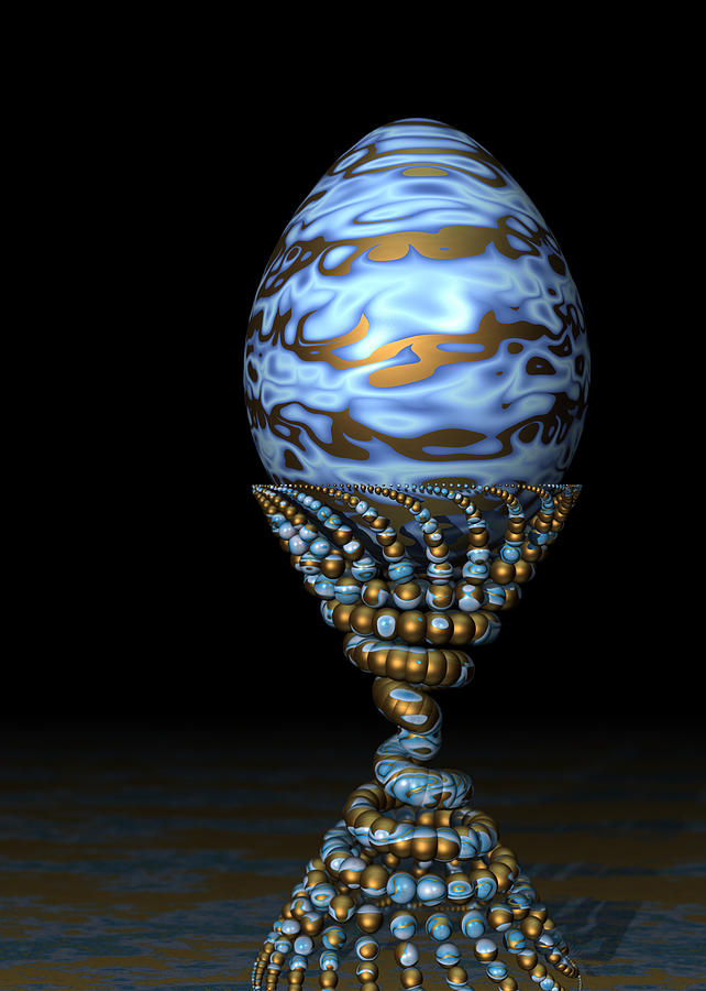 Surrealism Digital Art - Blue and Golden Egg by Hakon Soreide