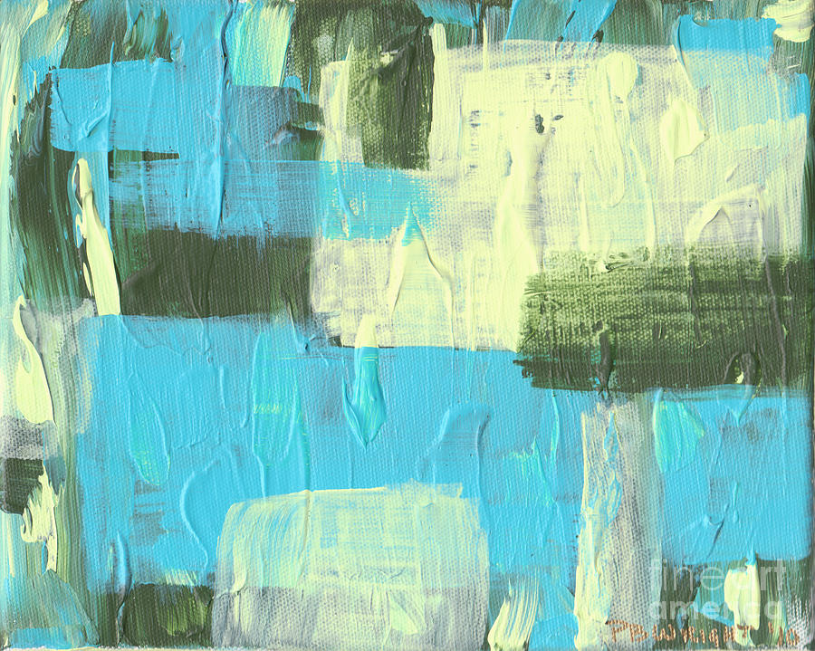 Blue and Green Abstract Painting by Paulette B Wright