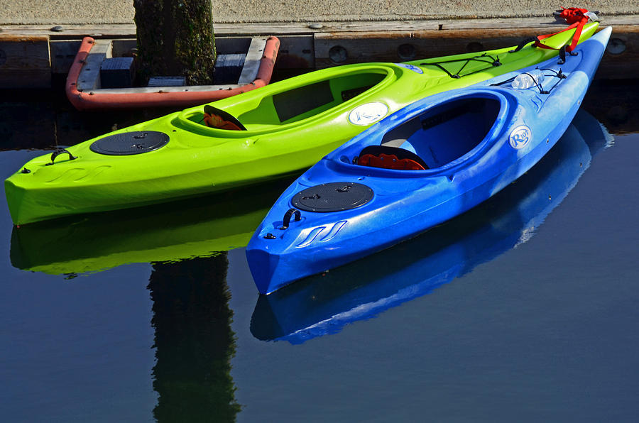 Blue and Green Kayaks Photograph by Tikvahs Hope