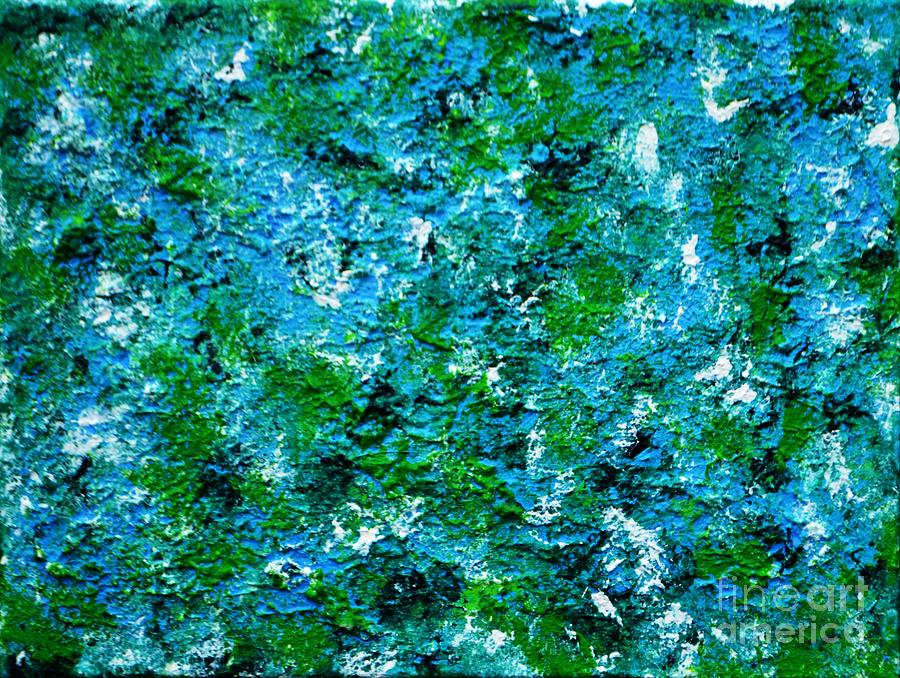 Abstract Painting - Blue and green Wall by P Dwain Morris