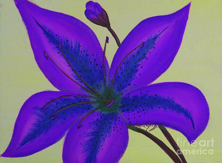 Blue and Purple Day Lily Painting by Barbara A Griffin