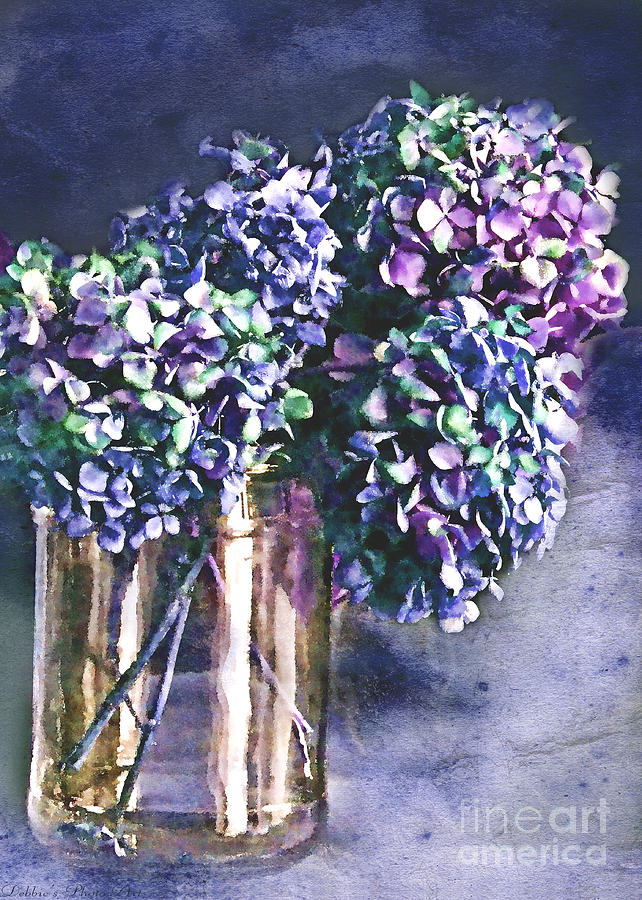 Blue and Purple Hydrangea Photoart Digital Art by Debbie Portwood