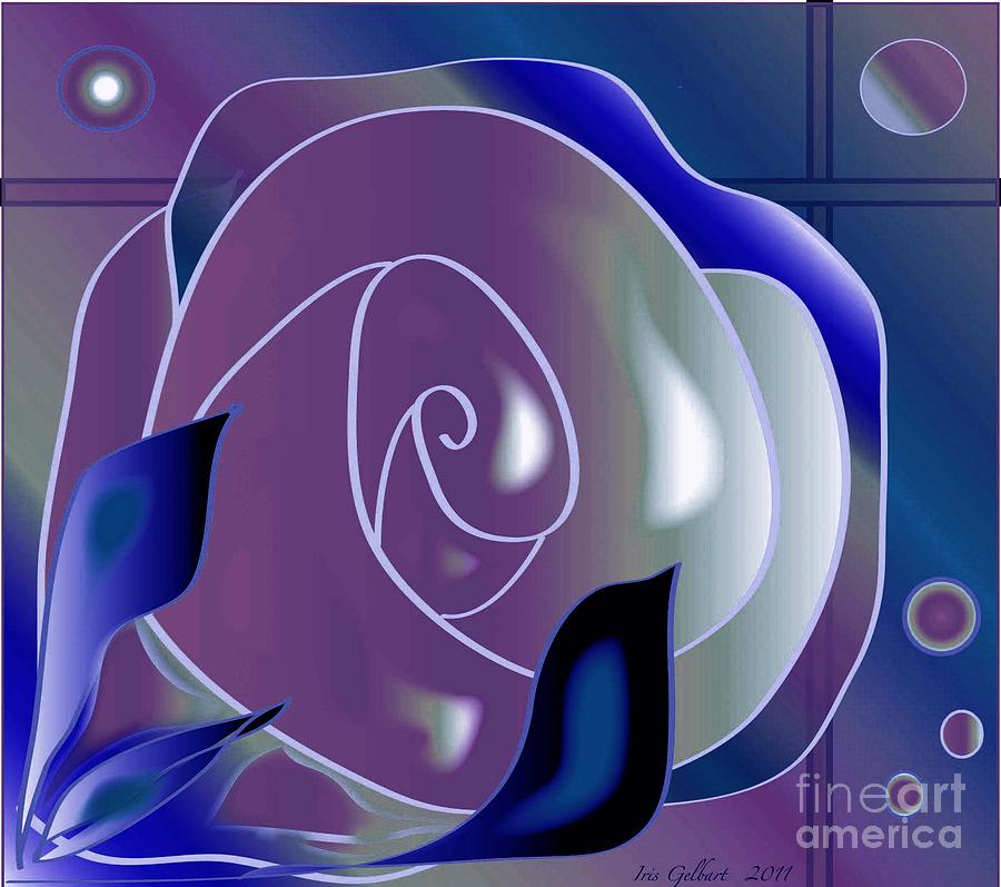 Blue and Purple Rose Drawing by Iris Gelbart