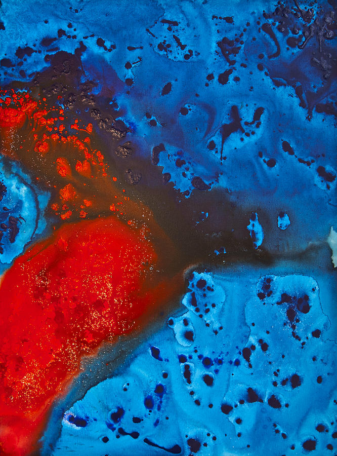 Blue And Red Abstract 1 Painting by Sharon Cummings
