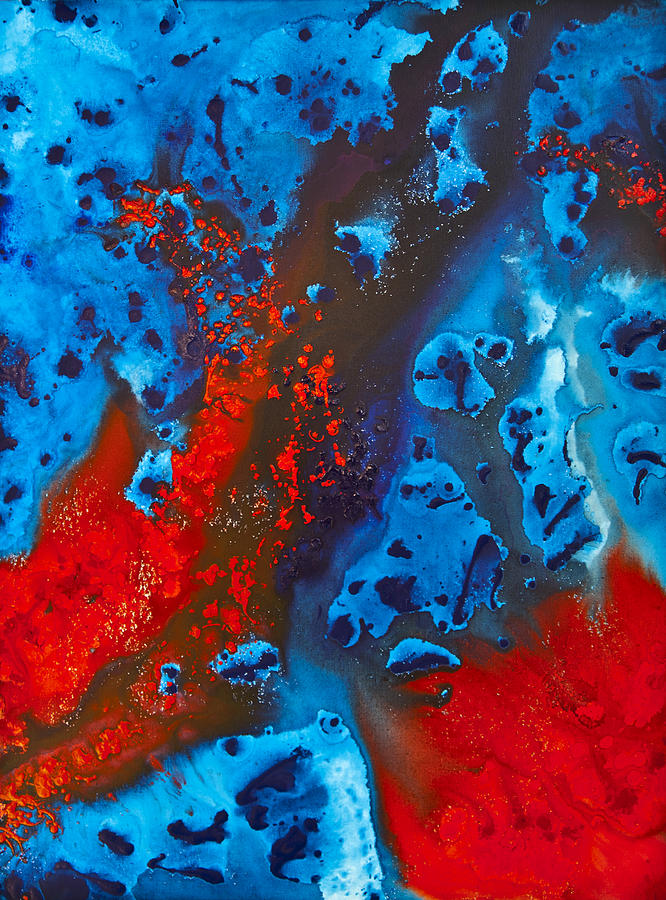 red and blue abstract painting