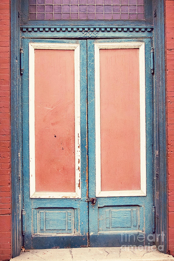 Architecture Photograph - Blue and Red Door by Erin Johnson