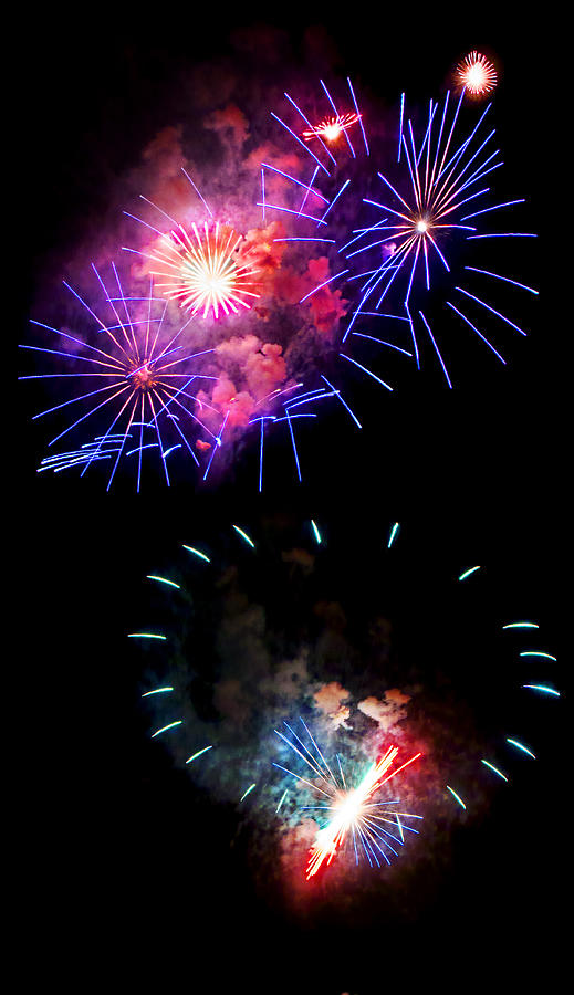 Blue and Red Firework Disks Photograph by Weston Westmoreland
