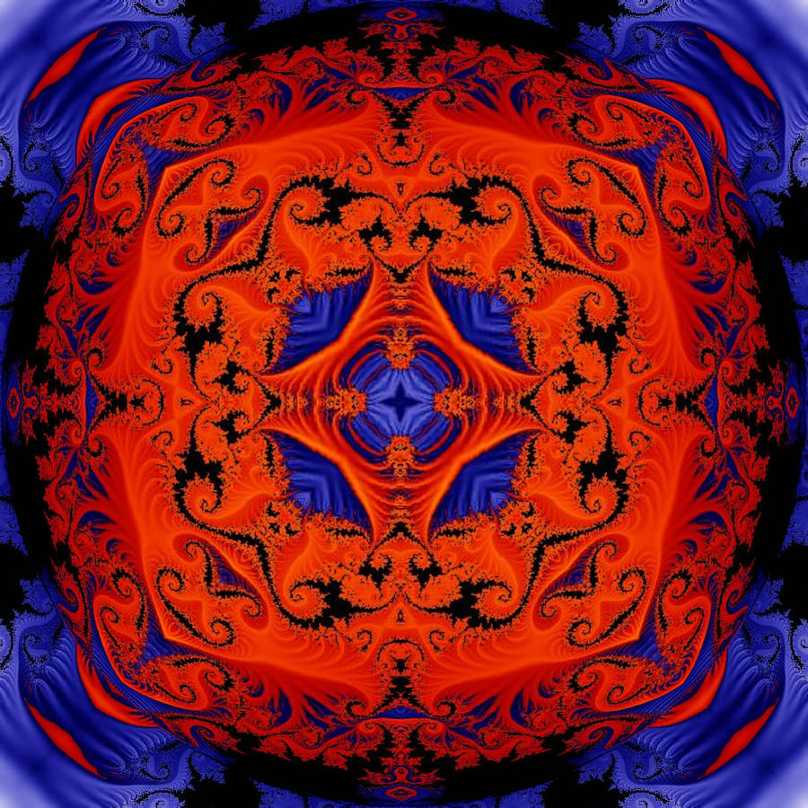 Blue and Red Kaleidoscope Digital Art by Charmaine Zoe