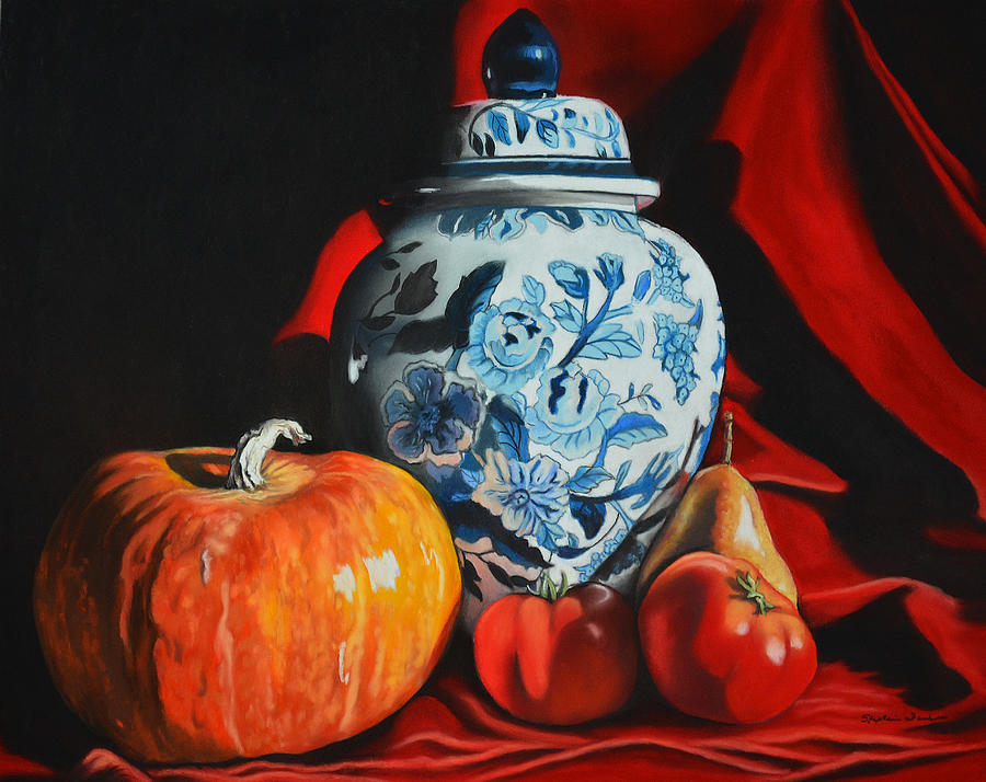 Still Life Pastel - Blue and Red by Stephanie Funke- Sweeten