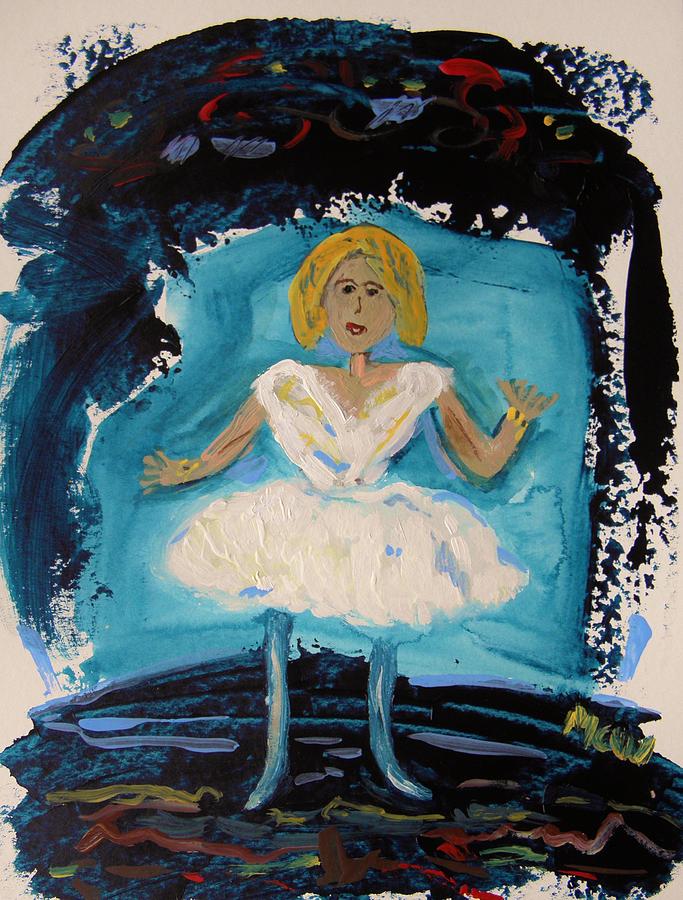 Ballet Painting - Blue and White Ballerina by Mary Carol Williams