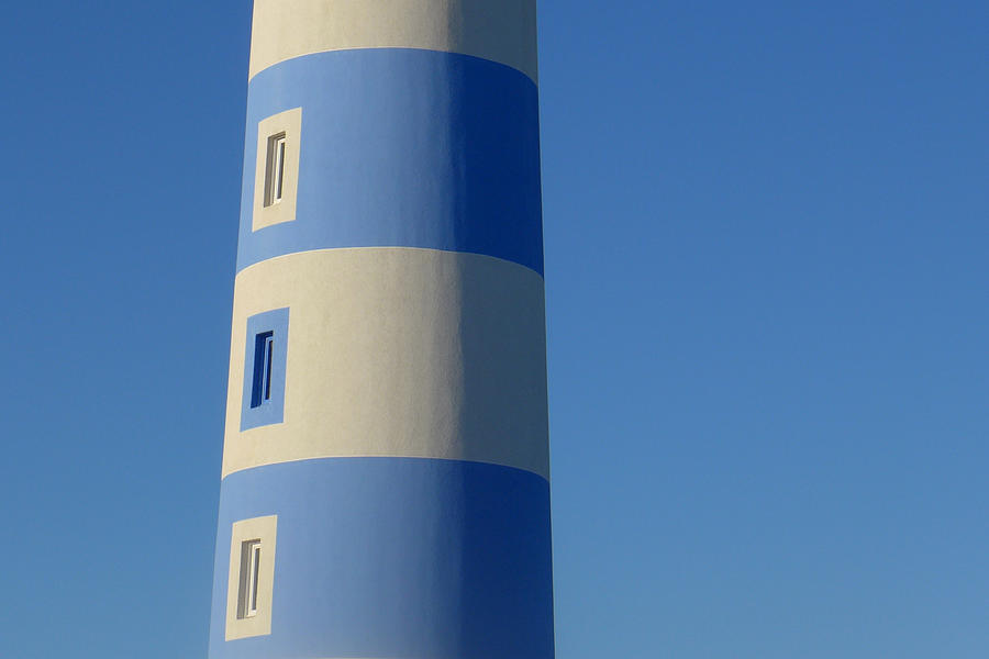 Abstract Photograph - Blue and White Lighthouse Abstract by Patrick Dinneen