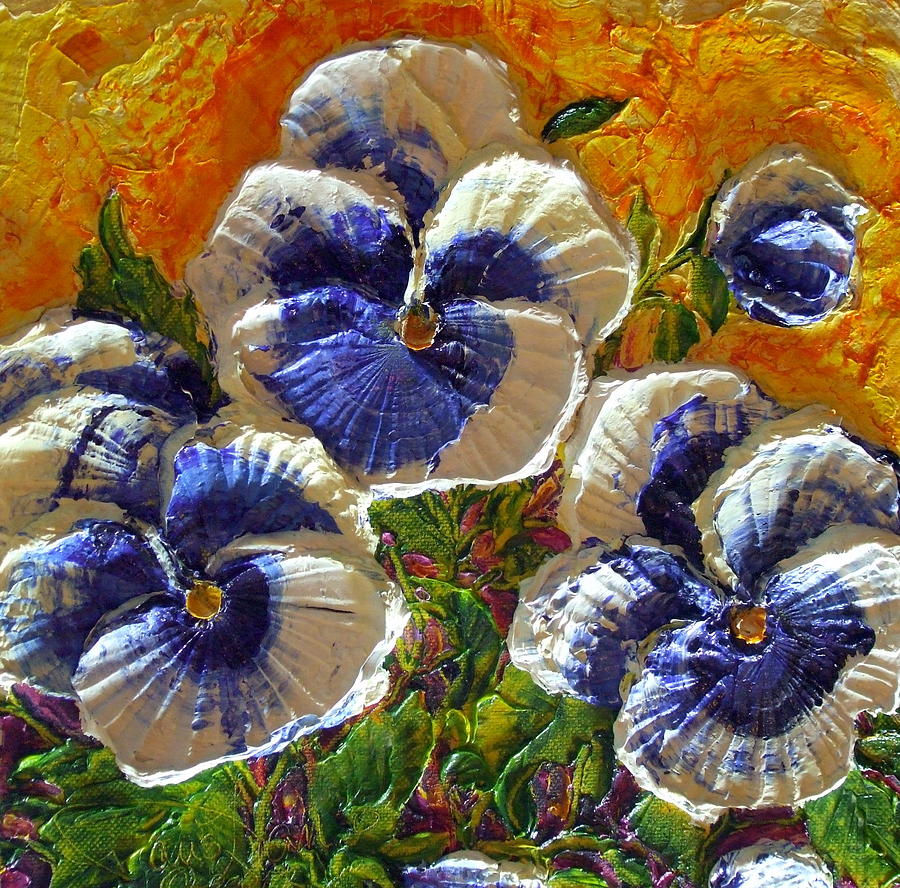 Blue and White Pansies Painting by Paris Wyatt Llanso