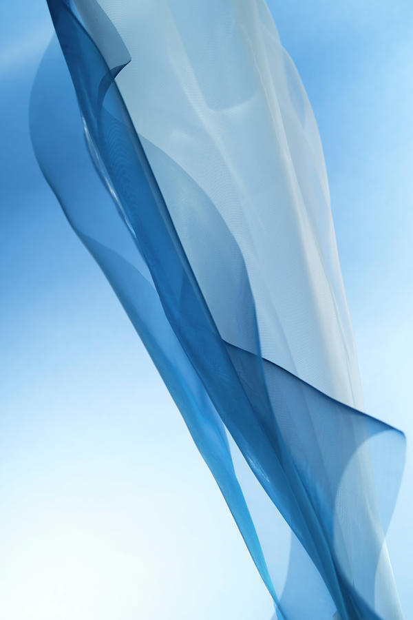 Blue And White Silk On A Bright Photograph by Gm Stock Films